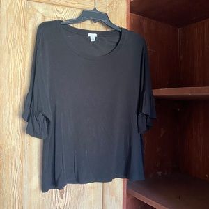 BP black t-shirt with ruffle sleeves